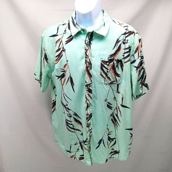 Billabong Sundays Short Sleeve Casual Button Down Shirt Floral 80s Surfer Mens L - Picture 1 of 9
